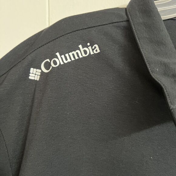 EUC Columbia Golf Shirt Mens Large Black Dynamic Pullover 1/4 Zip Omni Wick Logo - Picture 2 of 5
